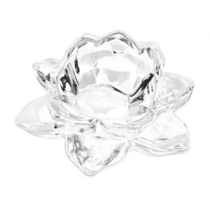 Portavela de cristal flor de loto color transparente