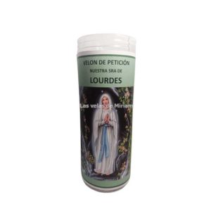 Velón de oración con aceite nuestra señora de Lourdes
